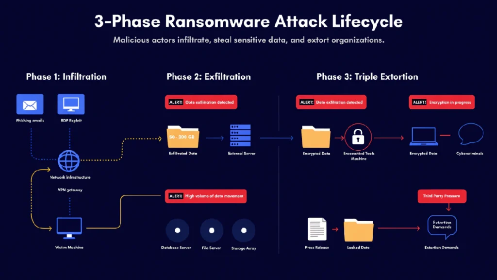 Mecanismo de ataque de triple extorsión LockBit